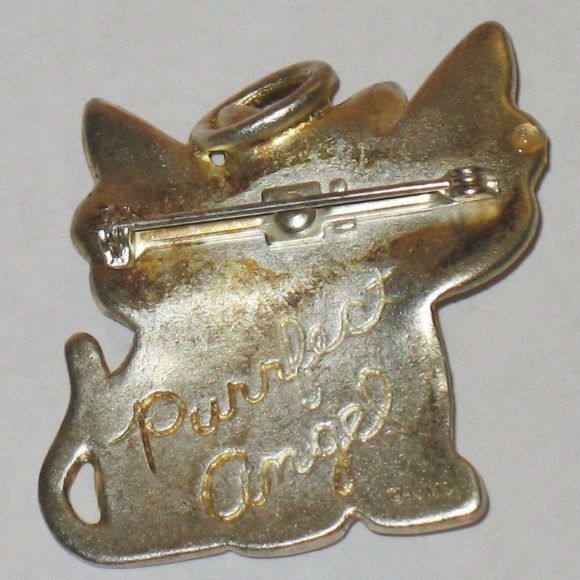 VINTAGE COLLECTIBLE CAT ANGEL PIN - Picture 2 of 2